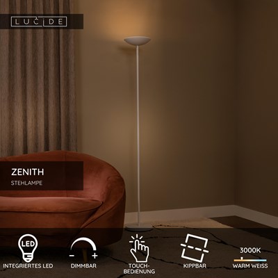 Lucide ZENITH - Stehlampe - LED Dim. - 1x20W 3000K - Weiß